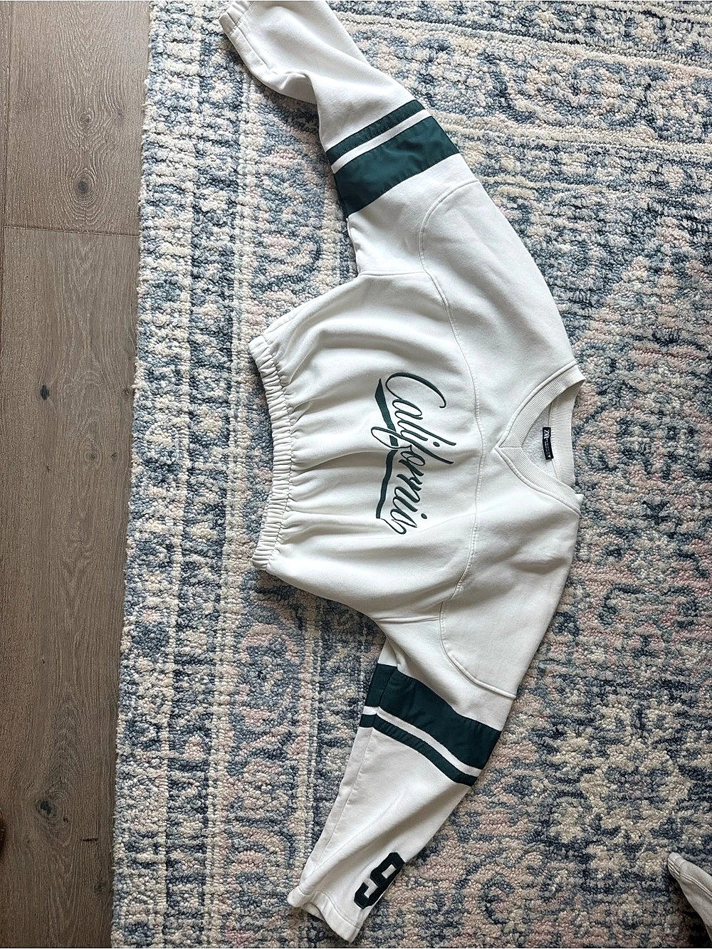 Varsity Sweatshirt White & Green Like New